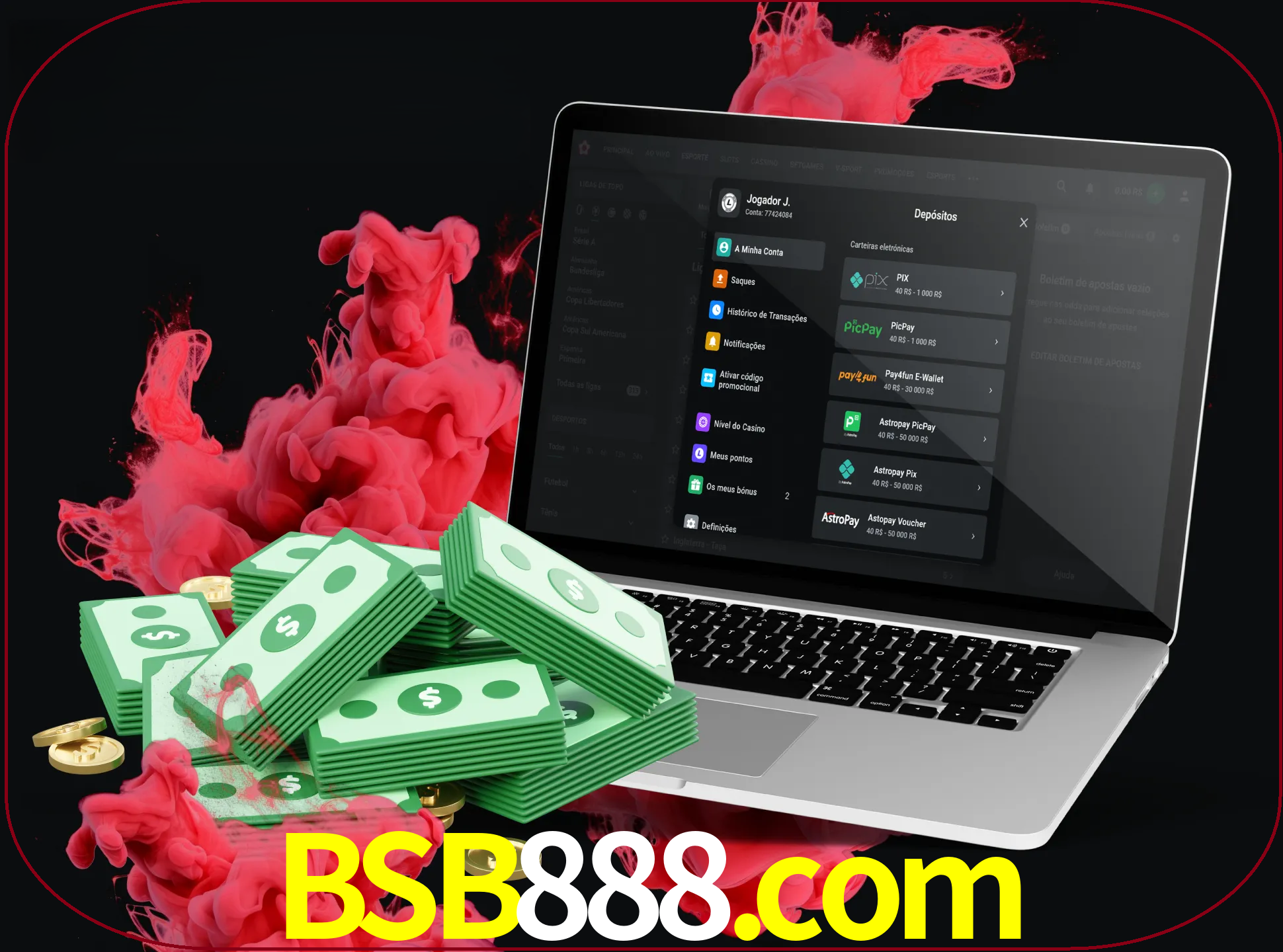 Para efetuar um depósito na sua conta bsb888, basta escolher o método de depósito e especificar o montante.