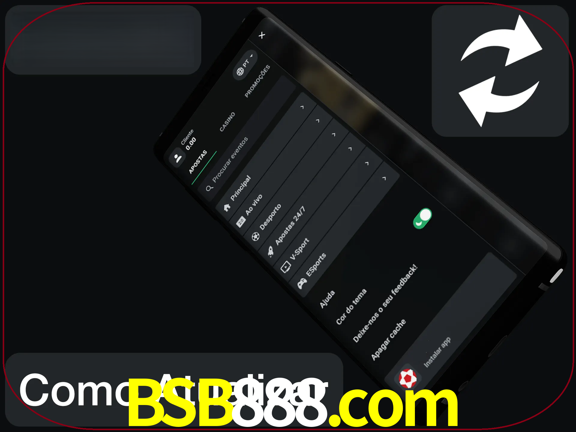 O aplicativo é atualizado automaticamente quando você faz o login.