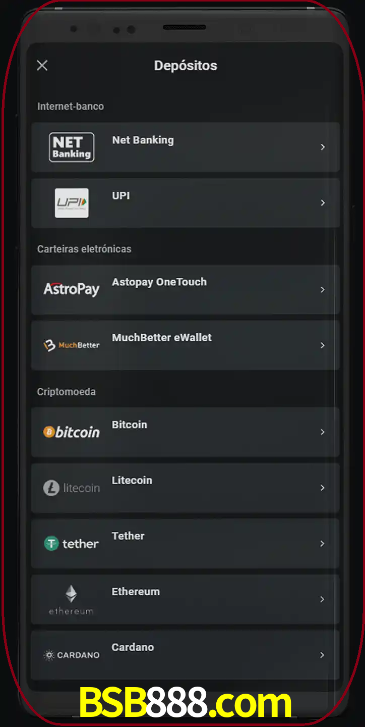 Você pode usar métodos alternativos de depósito.